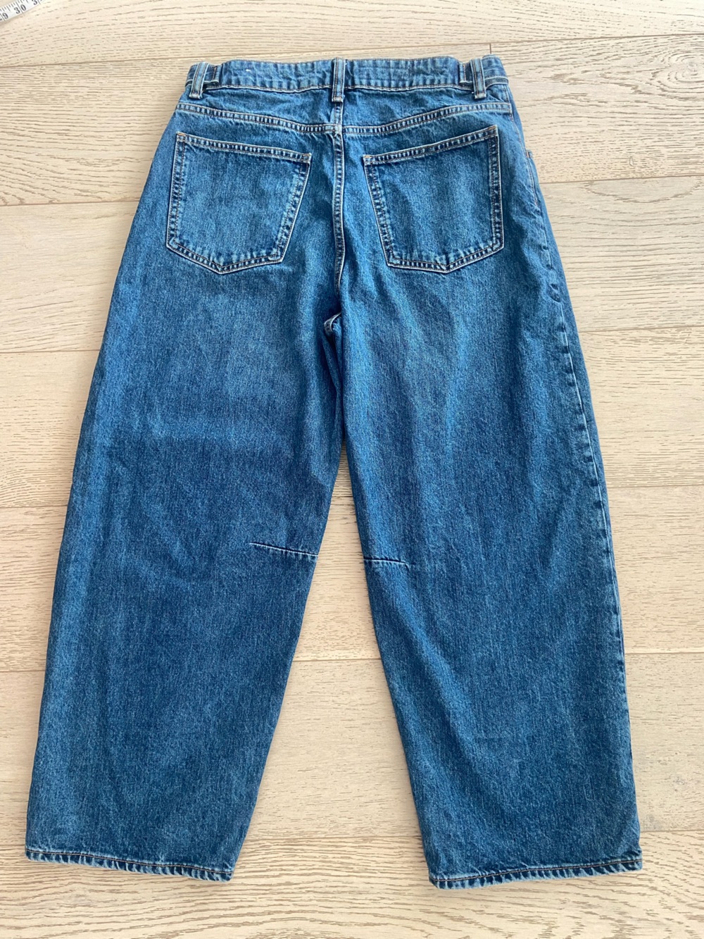 ZARA Barrel Ankle Jeans Size 6 Medium Wash Cinch Waist Horseshoe Denim EUC - Picture 3 of 8
